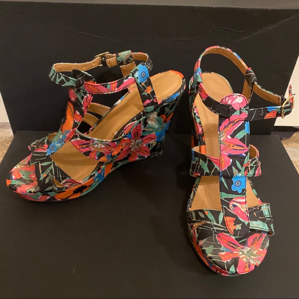 Multi-colored floral wedges from Charlotte Russe